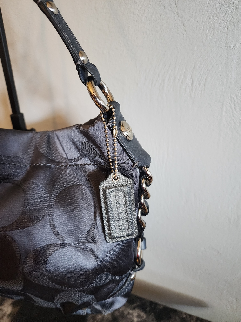 Coach Carly In Shimmering Gray With Silver Hardware - Picture 2 of 14